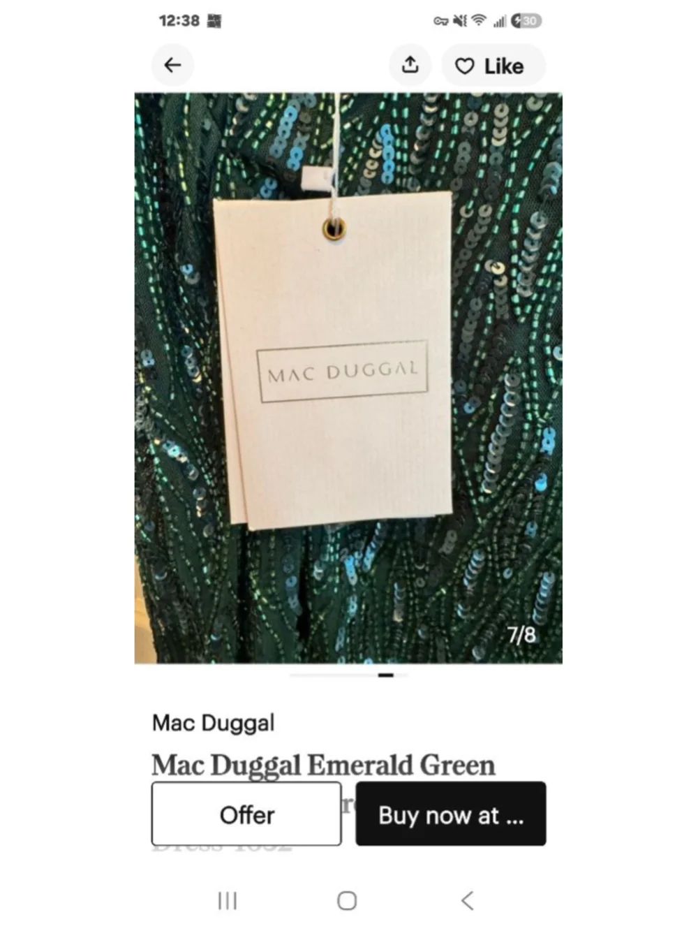 Mac Duggal Emerald Green Long Sleeve Sequin Dress - Picture 6 of 8